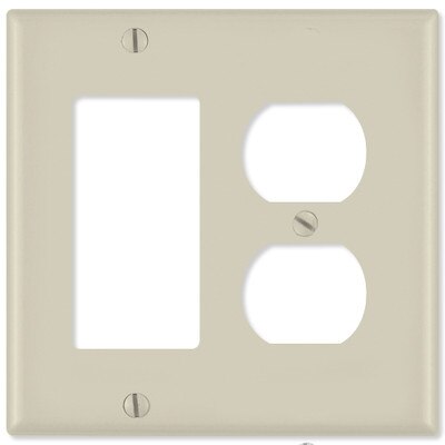 Leviton Combination Wallplate (1 Decora & 1 Duplex Receptacle), Light Almond